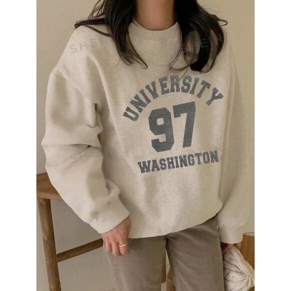 Dazy University Washington 97 Crewneck Collegiate Sweatshirt Women’s Medium Grey - Picture 1 of 8